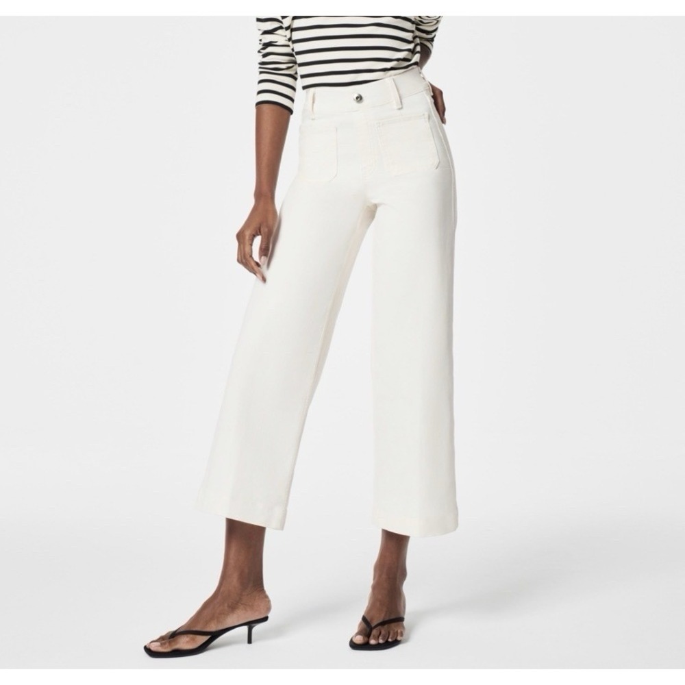 Spanx Women's Cropped Wide Leg Jeans SPANXshape EveryWear Patch Pocket Stretch M
